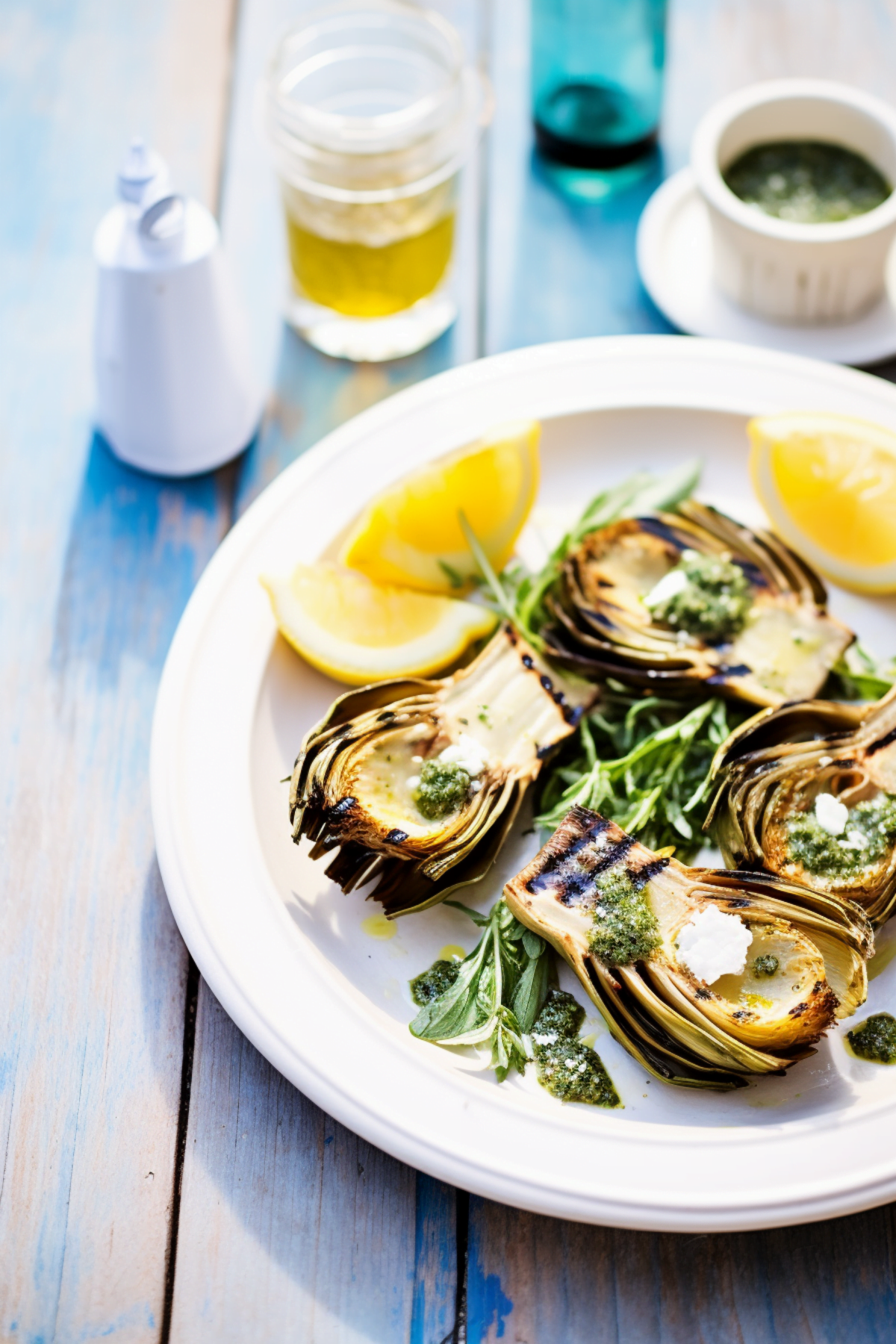 Sardinian Grilled Artichokes with Mint Pesto_001