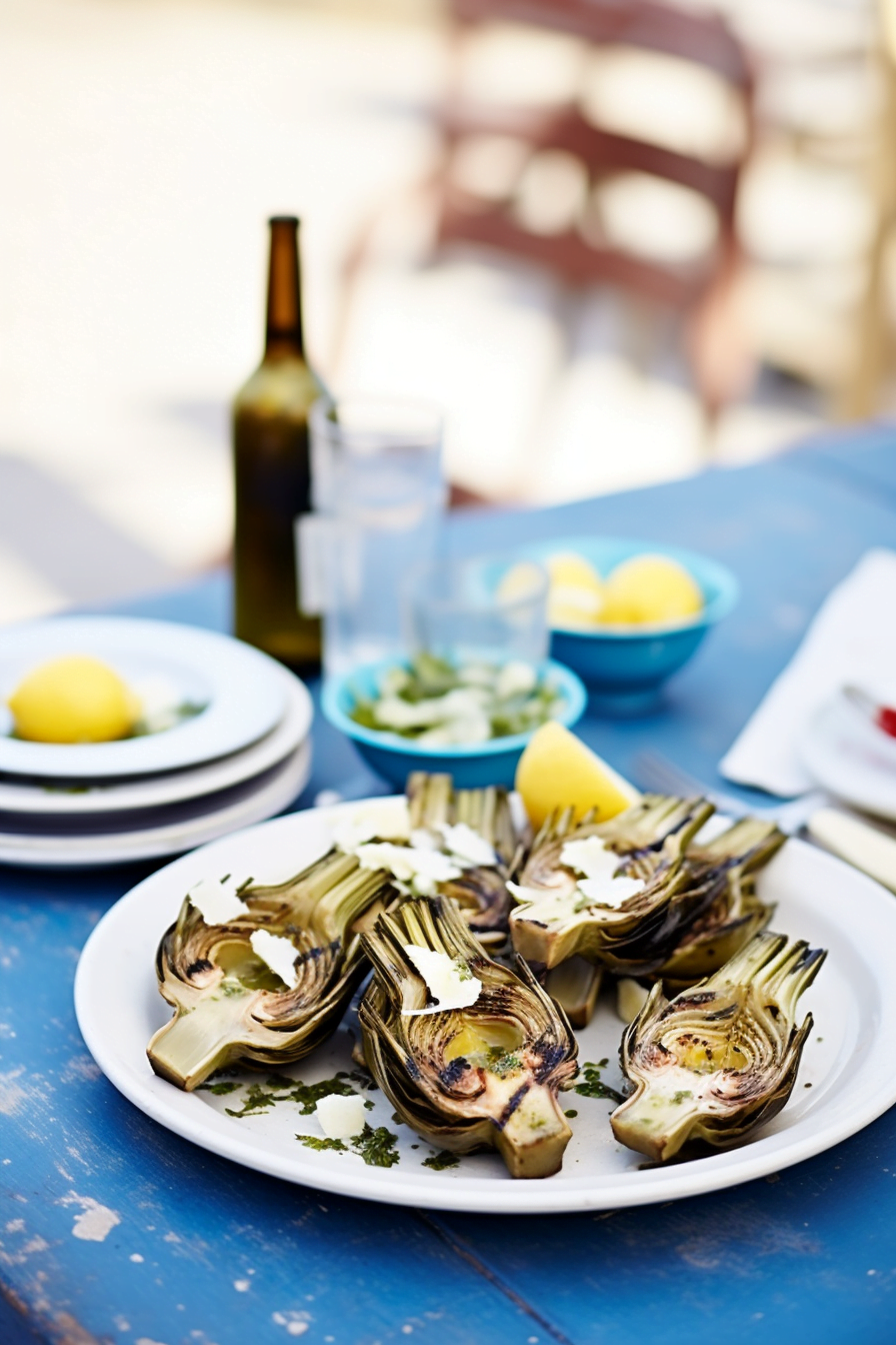 Sardinian Grilled Artichokes with Mint Pesto