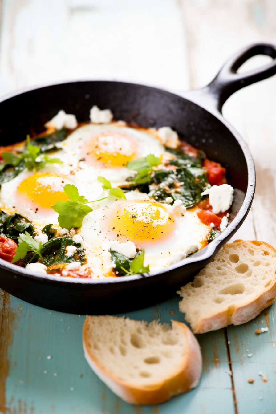 Ingredients for Shakshuka with Spinach and Feta Cheese