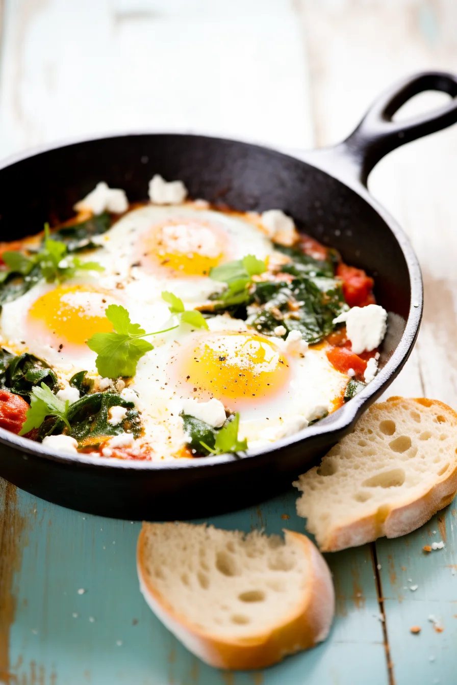 Ingredients for Shakshuka with Spinach and Feta Cheese
