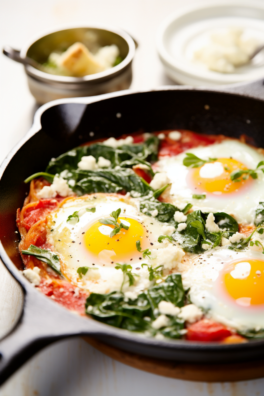 Shakshuka with Spinach and Feta Cheese