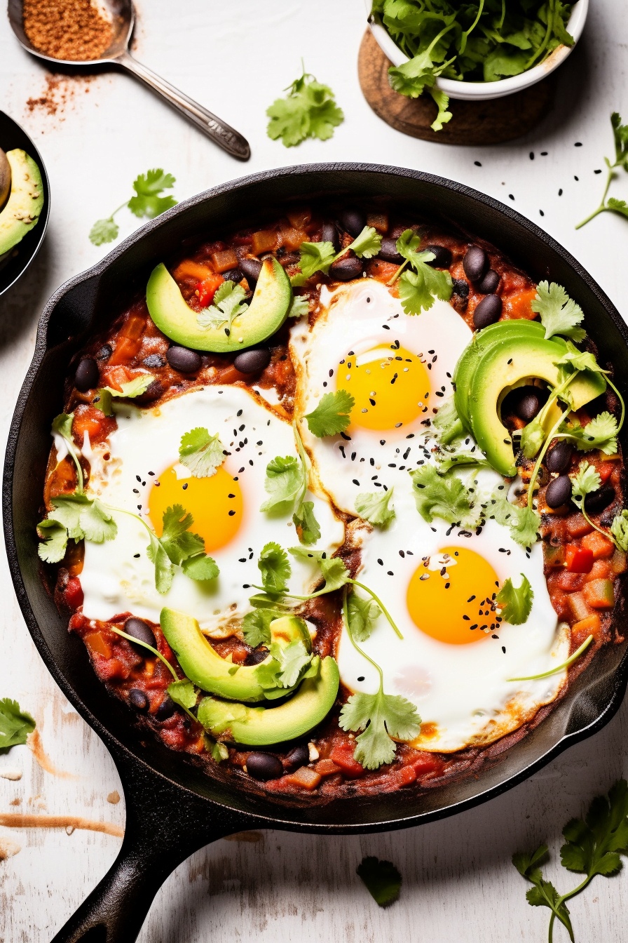 Ingredients for Smoky Chipotle Shakshuka with Black Beans and Avocado