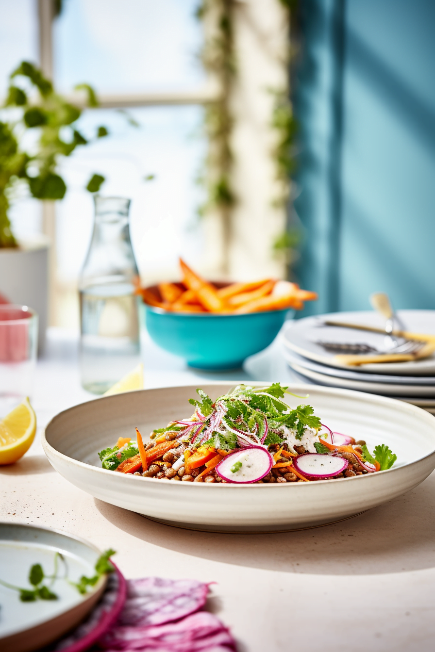 Spiced Carrot and Lentil Salad with Coriander and Lemon Dressing