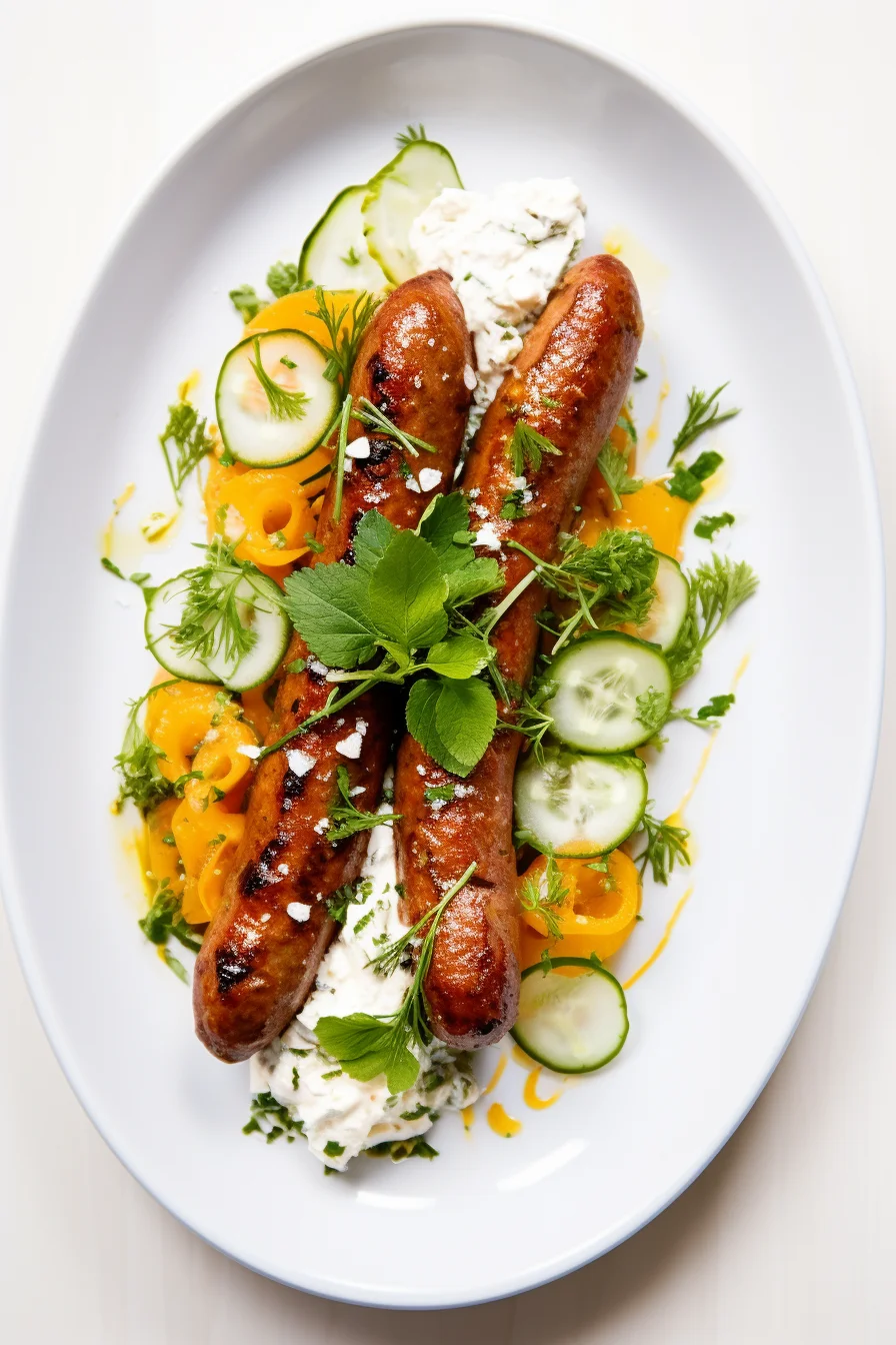 Spicy Merguez Sausage with Harissa and Cucumber Yogurt