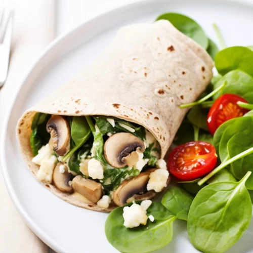 Spinach and Mushroom Breakfast Wrap in a Whole Wheat Tortilla_001