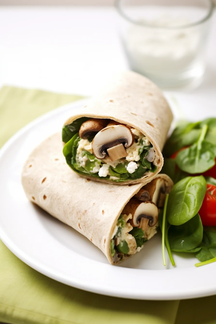 Preparing Spinach and Mushroom Breakfast Wrap