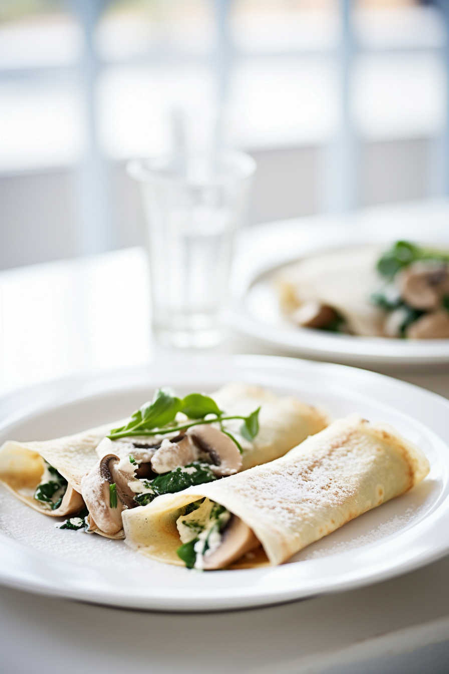 Preparing Spinach and Mushroom Whole Wheat Crepes