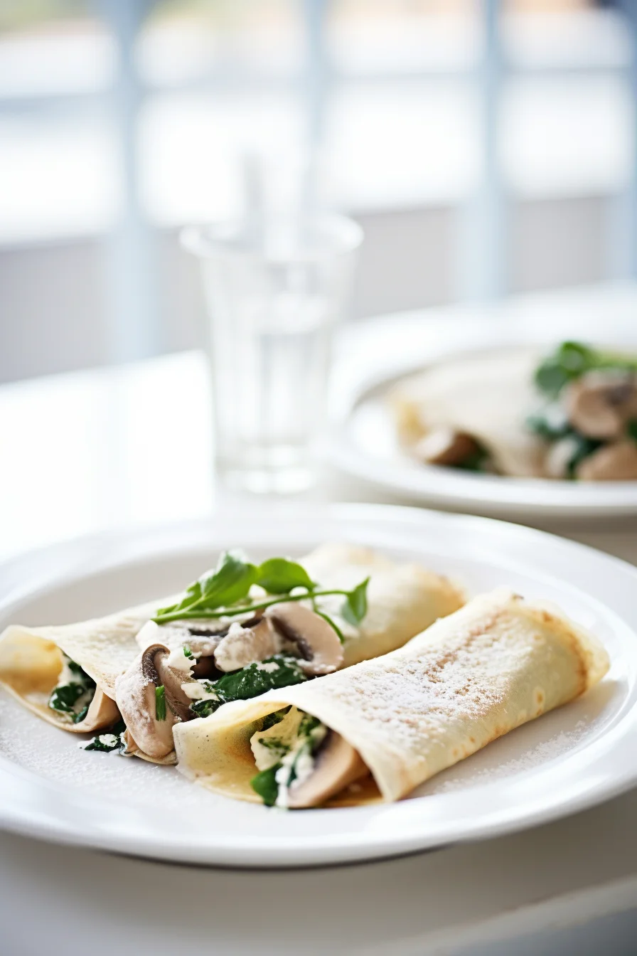 Preparing Spinach and Mushroom Whole Wheat Crepes