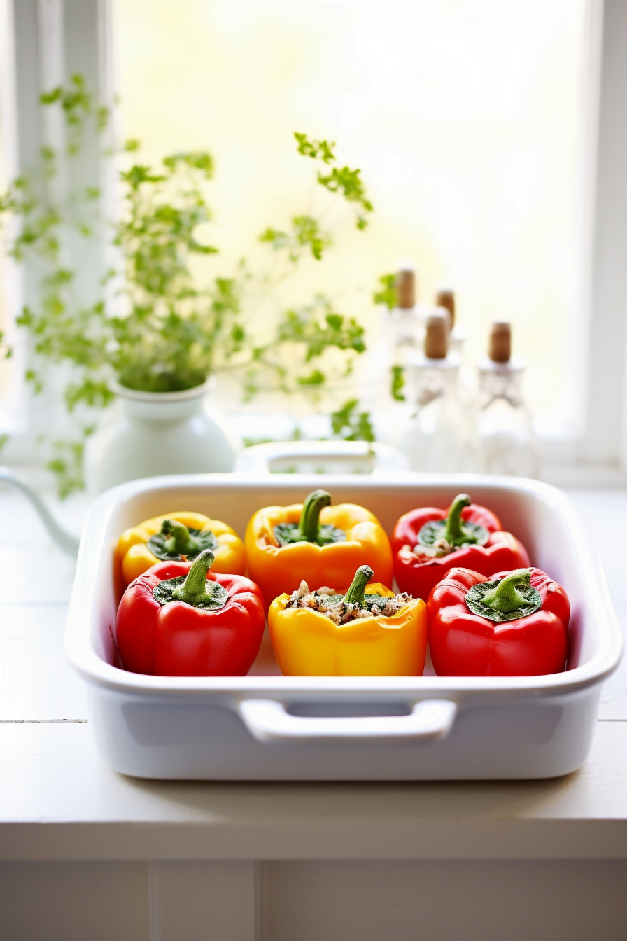 Ingredients for Syrian Lentil and Tomato Stuffed Peppers