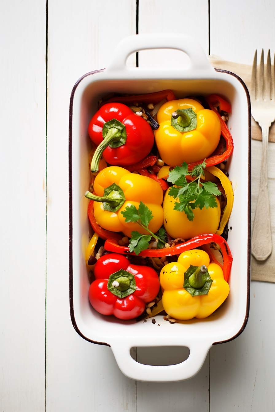 Syrian Lentil and Tomato Stuffed Peppers