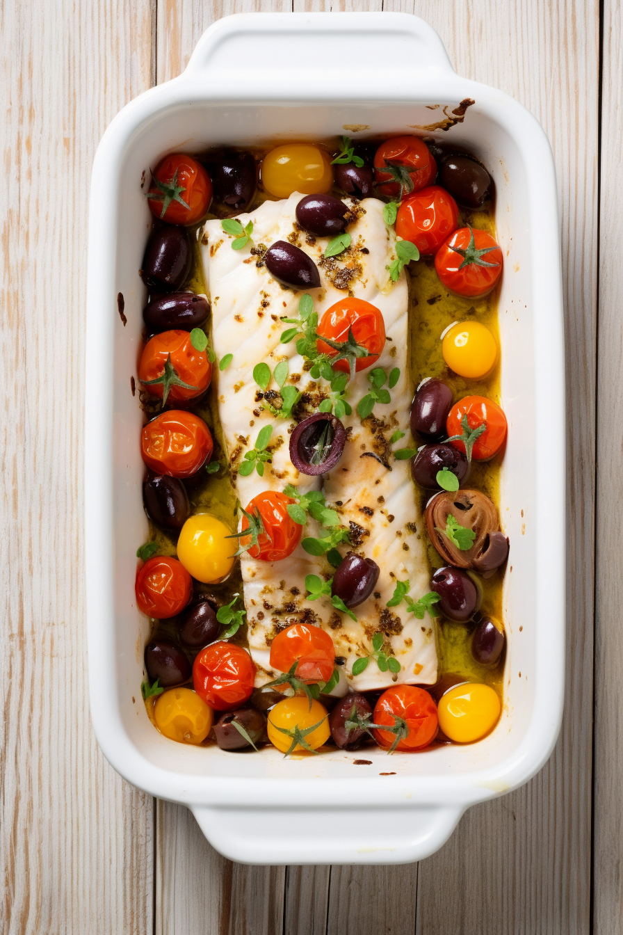 Ingredients for Venetian Baked Fish with Olives and Tomatoes