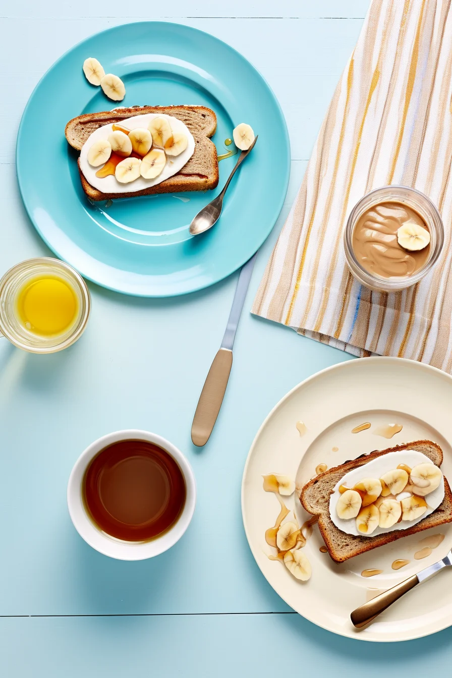 Whole Grain Toast with Hazelnut Spread and Sliced Bananas