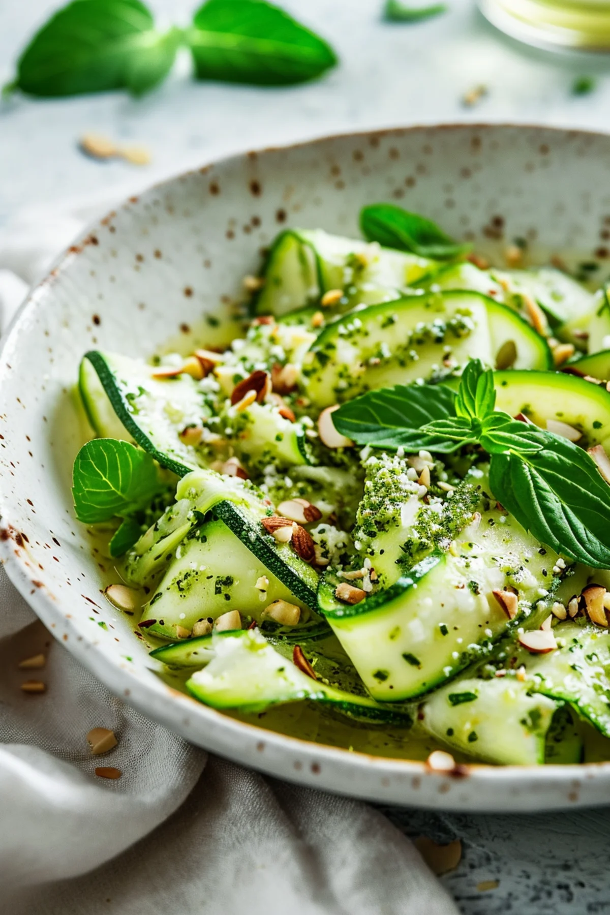 Zucchini Ribbon Salad with Almond Feta and Mint Pesto_001