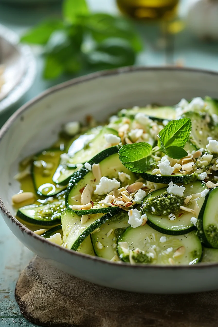 Preparing Zucchini Ribbon Salad