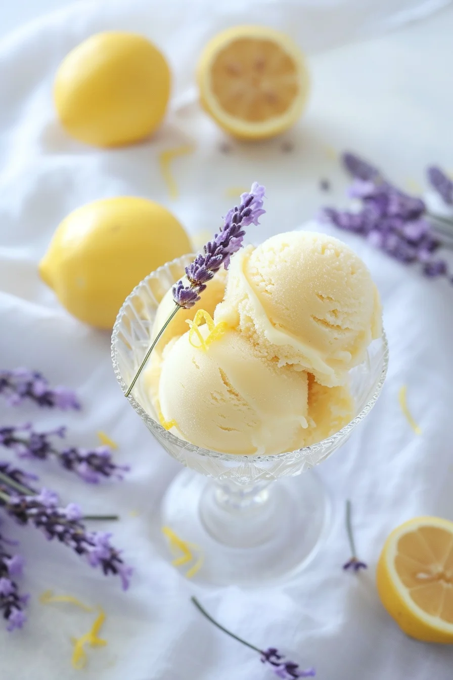 Lemon Lavender Sorbet Scoop