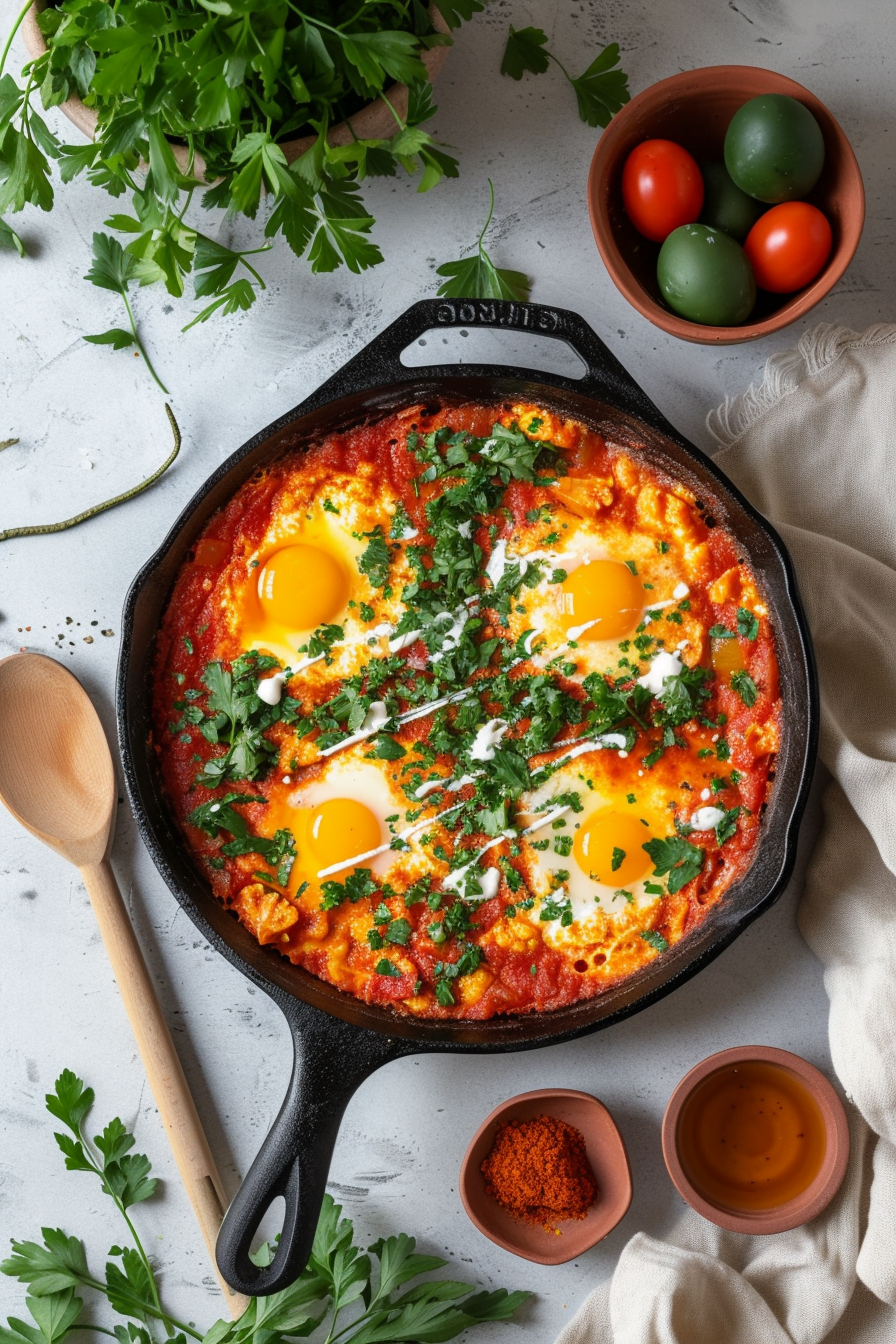 Shakshuka with Roasted Cauliflower Served