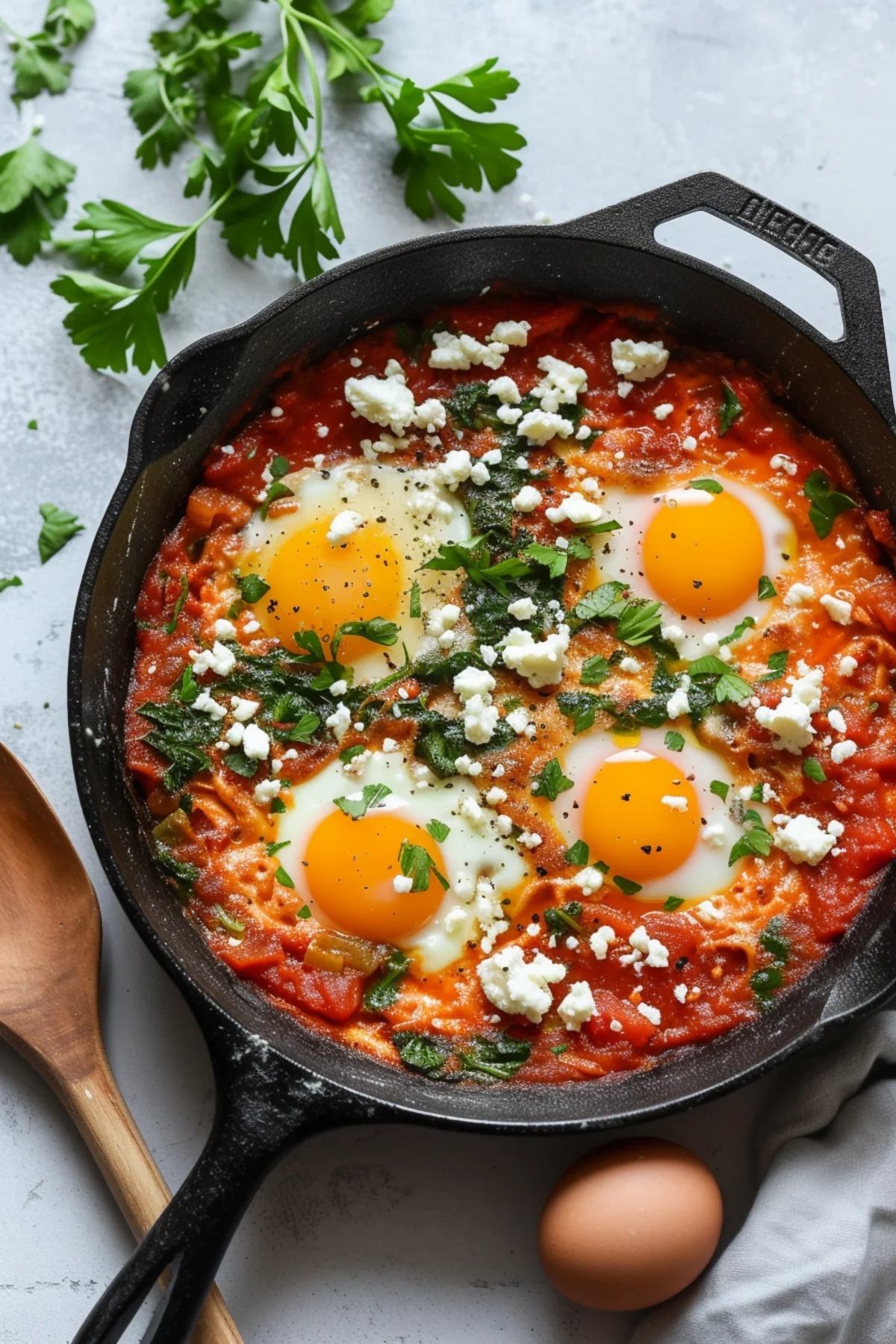 Israeli Shakshuka with Feta and Spinach_001